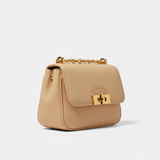 Sculpted Mini Designer Bag in Vanilla Ash Beige – Side Angle