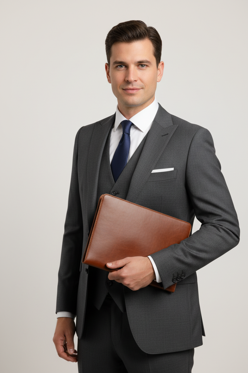 Elite Leather Document Holder in Claystone Brown Hand-Finished Grain Leather – Professional Model
