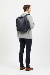 Metropolitan Business Backpack in Midnight Harbor Navy Water-Resistant Luxe Leather – Professional Model