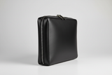 Premium Zip Work Portfolio in Onyx Steel Black Smooth Executive Leather – Side Angle