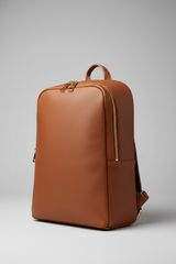 Metropolitan Business Backpack in Earthwood Chestnut Natural Tumbled Leather – Side Angle