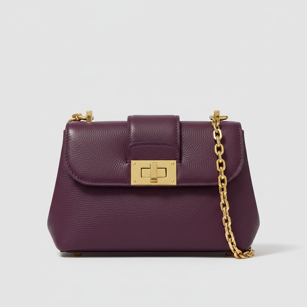 Sculpted Mini Designer Bag in Royal Mulberry Plum – Front View