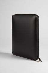 Executive iPad Pochette in Midnight Carbon Black Smooth Executive Leather – Angled View