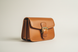 Vintage Mini Flap Bag in Antique Tan, side angle view