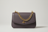 Elegant Chain Shoulder Bag in Smoky Plum, front view