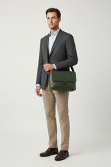 Modern Laptop Messenger Bag in Carbon Moss Green – Professional Model