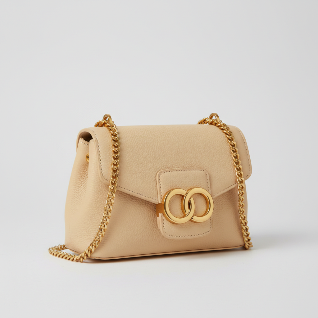 Sculpted Mini Designer Bag in Vanilla Ash Beige – Front View