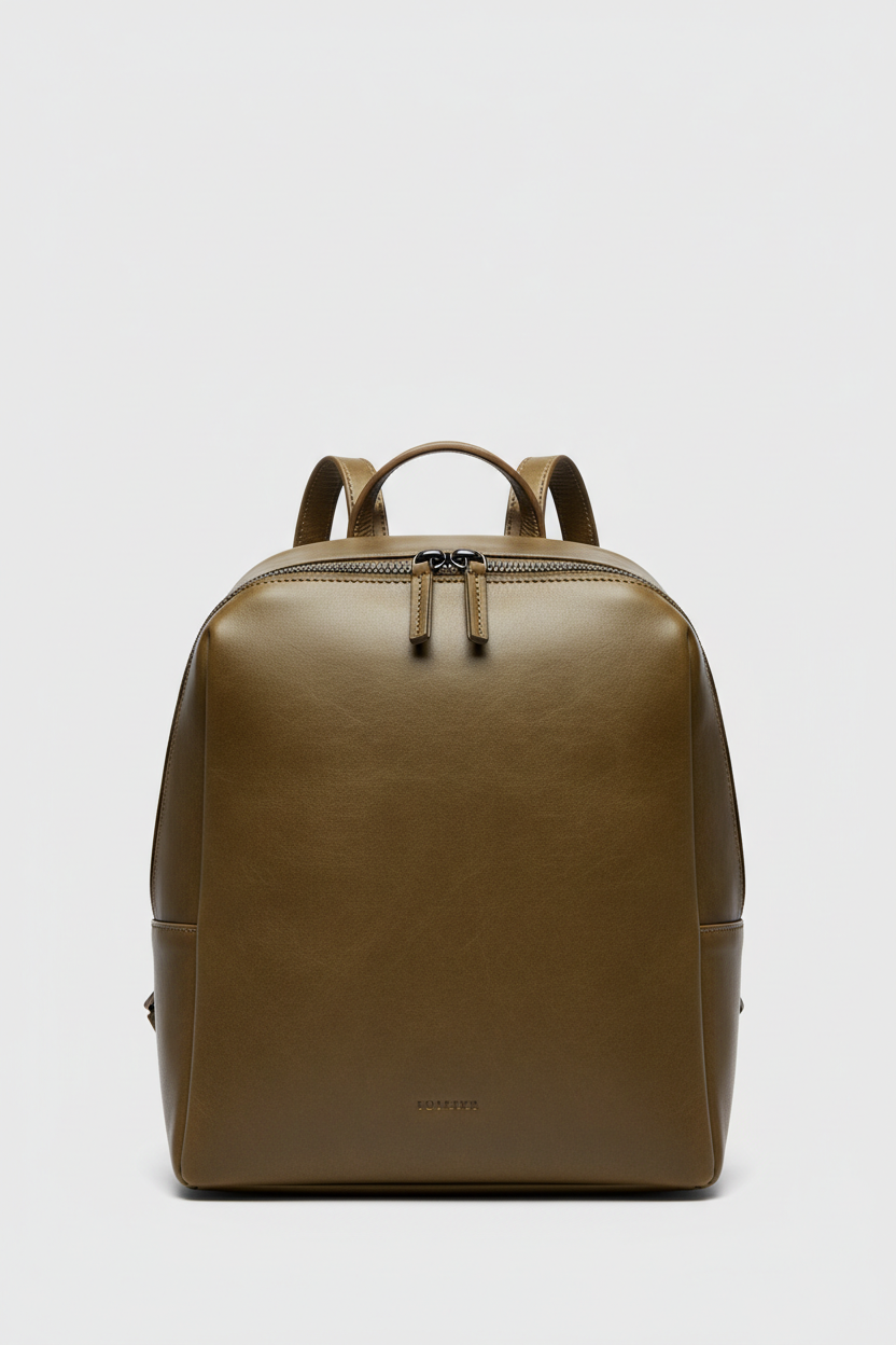 Contemporary City Backpack in Olive Dust Moss, front view