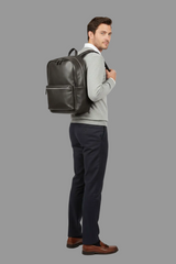 Metropolitan Business Backpack in Dark Alloy Charcoal Rugged Premium Leather – Professional Model