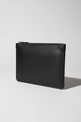 Quiet Luxury Tablet Pochette in Velvet Eclipse Black Premium Soft Grain Leather – Angled View