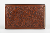 Executive Compact Wallet in Floral, Napa leather macro close-up