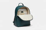 Contemporary City Backpack in Deep Harbor Teal, open interior view