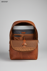 Metropolitan Business Backpack in Earthwood Chestnut Natural Tumbled Leather – Laptop Compartment