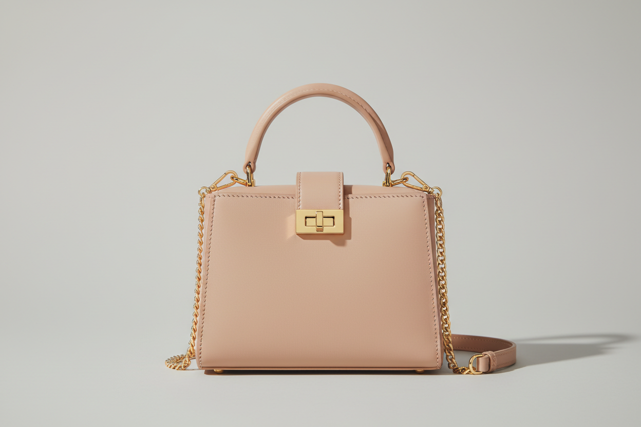 Luxury Mini Shoulder Bag in Rose Beige, front view