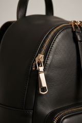 Urban Luxe Women's Backpack in Midnight Rose Black Soft Luxe Leather – Leather & Zipper Detail