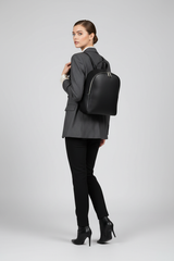 Metropolitan Fashion Backpack in Carbon Eclipse Black Refined Napa Leather – Female Model
