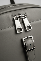 Metropolitan Business Backpack in Granite Mist Grey Refined Matte Leather – Leather & Hardware Detail