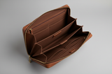 Premium Zip Work Portfolio in Mocha Dust Brown Natural Grain Leather – Interior View