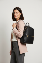 Urban Luxe Women's Backpack in Midnight Rose Black Soft Luxe Leather – Female Model