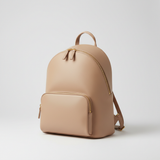 Premium Leather Women's Backpack - Dune Silk Beige Side View