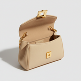 Sculpted Mini Designer Bag in Vanilla Ash Beige – Interior View
