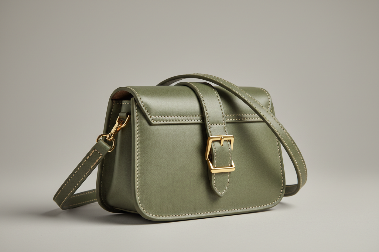 Vintage Mini Flap Bag in Dusty Sage, back view