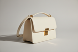Minimal Luxe Shoulder Bag in Ivory Cream, side angle view