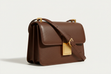 Minimal Luxe Shoulder Bag in Mocha Brown, side angle view