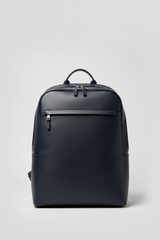Metropolitan Business Backpack in Midnight Harbor Navy Water-Resistant Luxe Leather – Front View