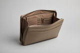 Premium Zip Work Portfolio in Ashwood Silver Taupe Refined Crossgrain Leather – Interior View