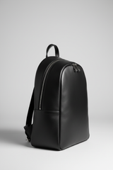 Elegant Everyday Women's Backpack in Velvet Shadow Black Matte Executive Leather – Side Angle