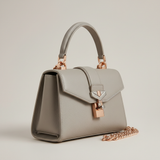 Sculpted Mini Designer Bag in Arctic Fog Grey – Side Angle