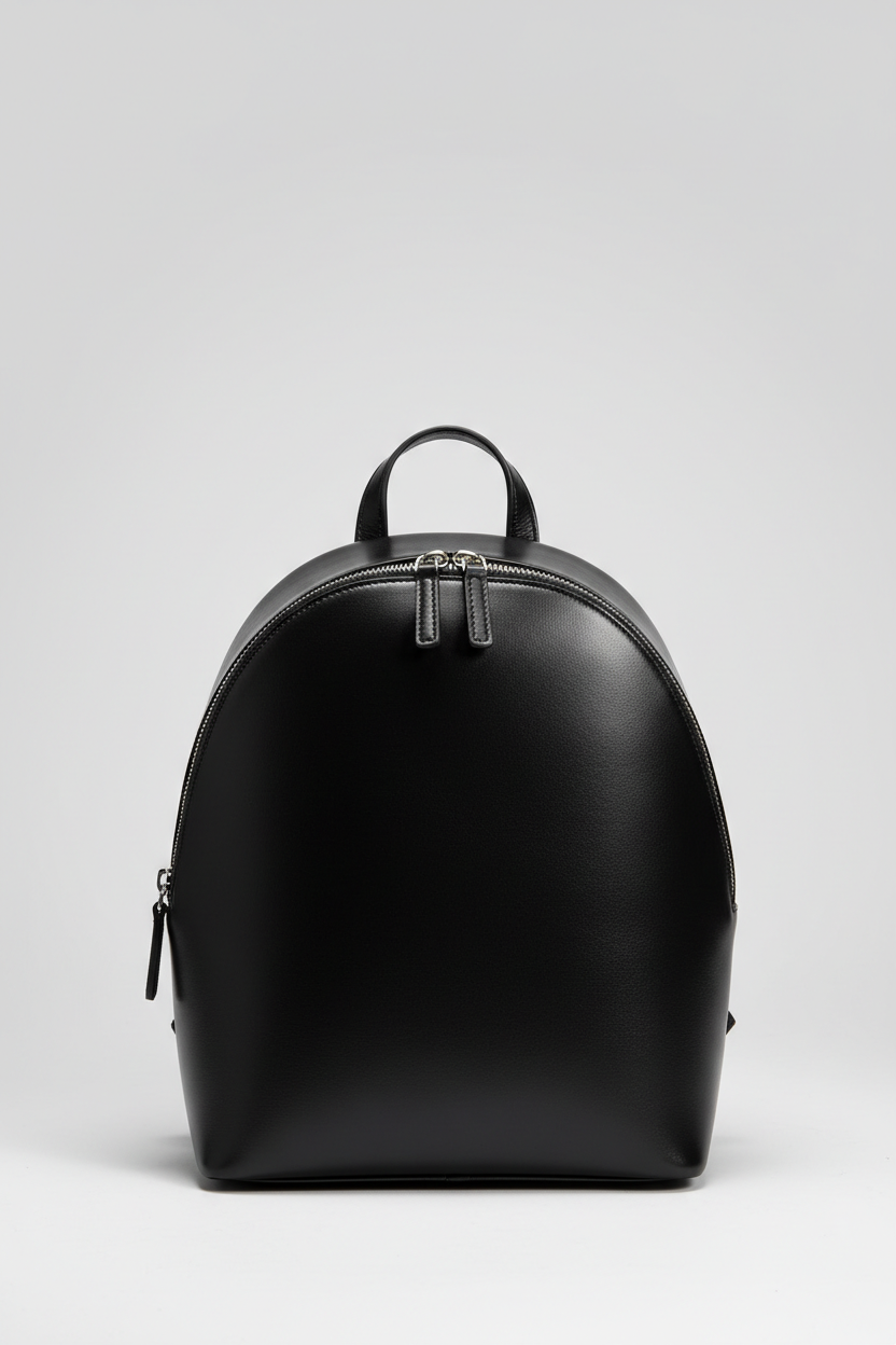 Contemporary City Backpack in Obsidian Pearl Black, front view